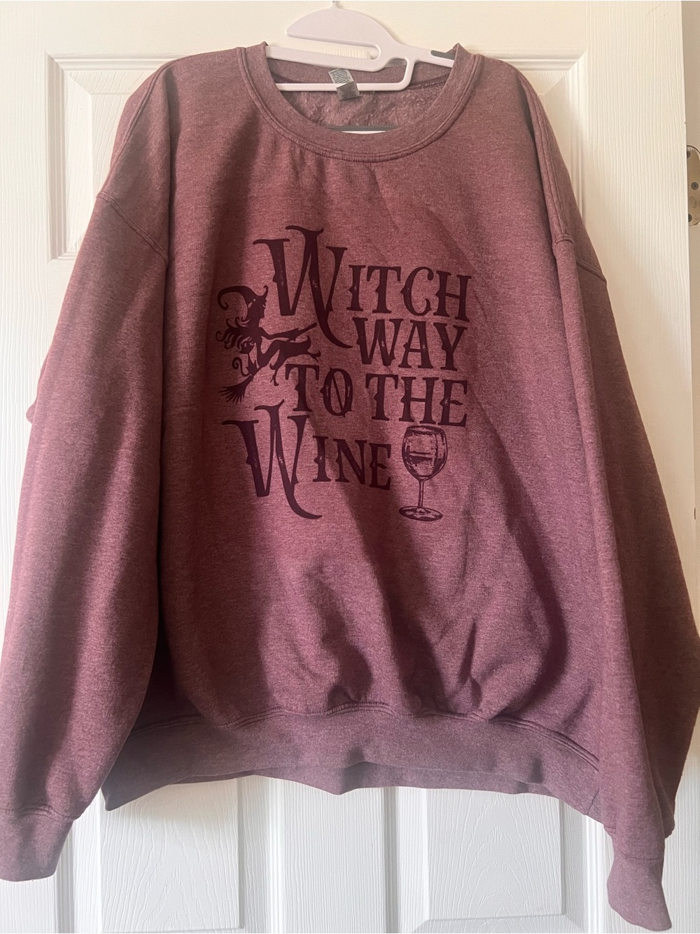 Gildan Burgundy Witch Way To The Wine Graphic Crewneck